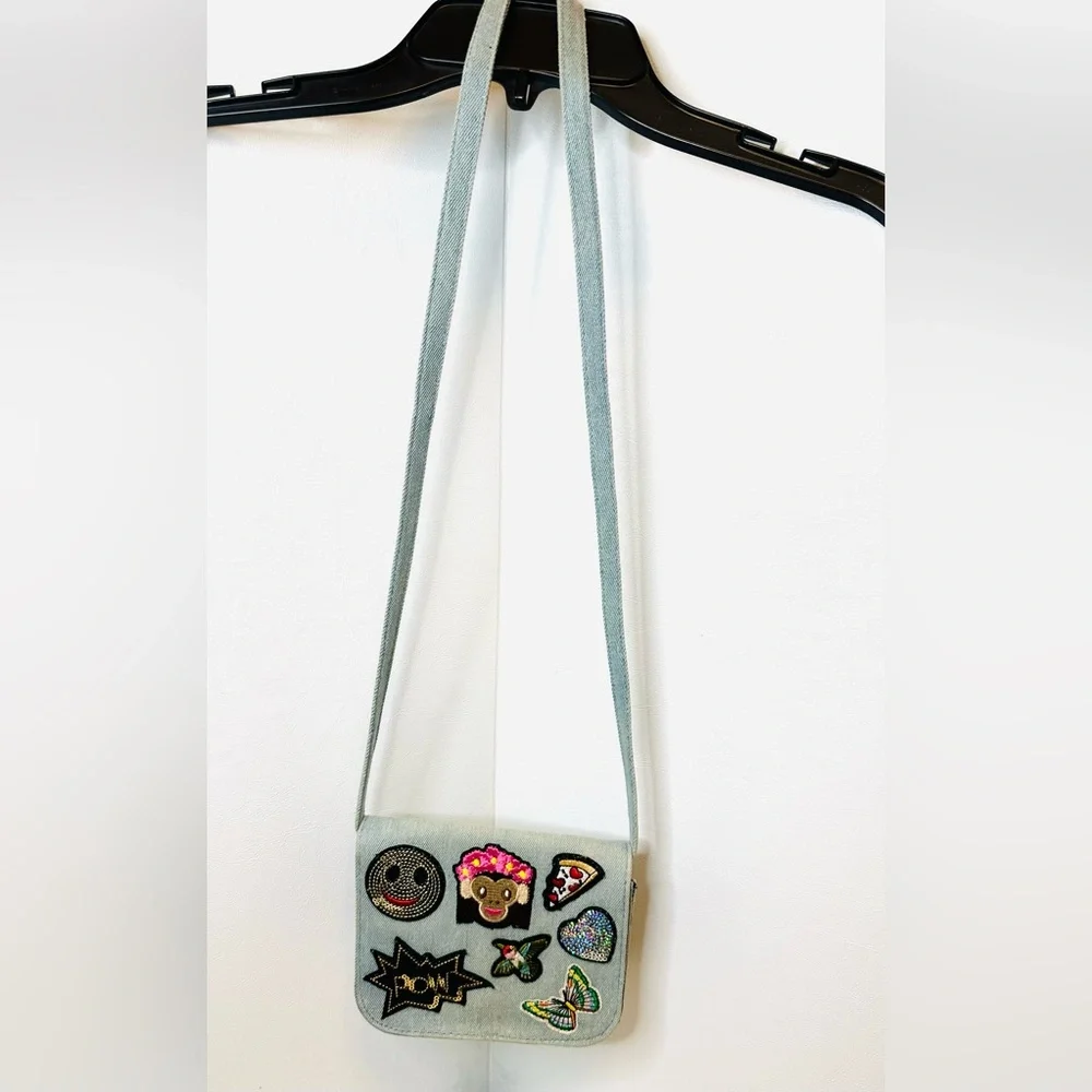 Women's Boho Hippie Colorful Denim Crossbody Shoulder Bag Patched Purse